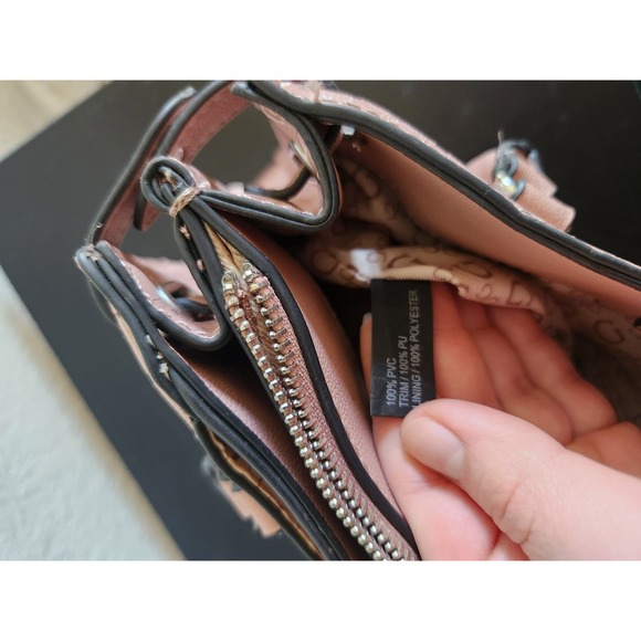 Guess Pink Logo Faux Leather Handbag - Picture 7 of 11